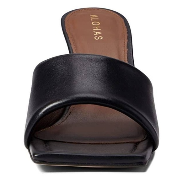 NEW Alohas Black Puffy Mule Size 39 Square Toe Heels - Picture 3 of 12